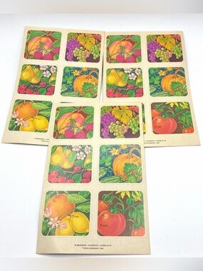 Vintage 1979 Fruit Sticker Sheets Current Inc Cottagecore Scrapbooking